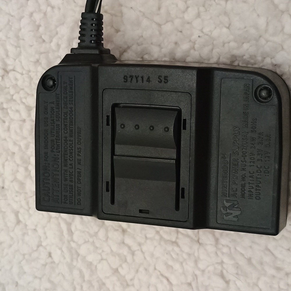 Nintendo 64 Black Power Adapter with Cord - Picture 2 of 2